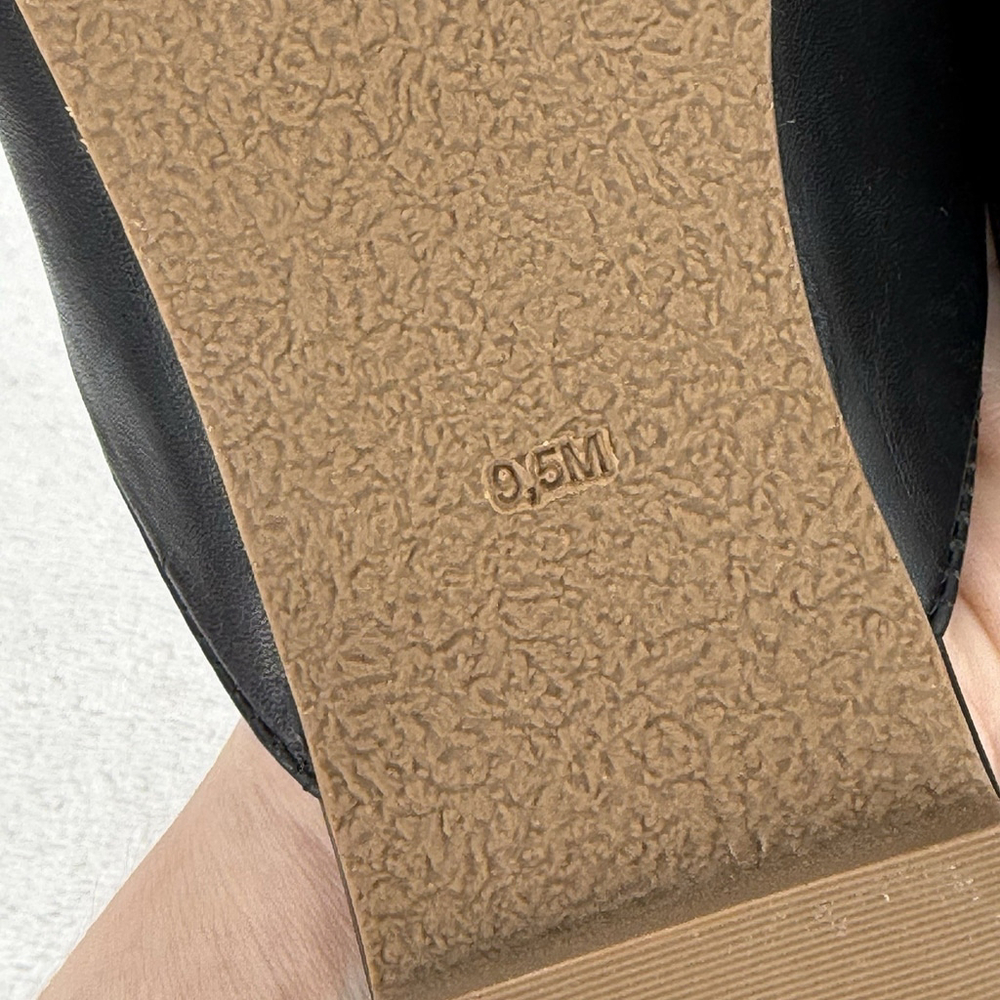 Jack Rogers Black Leather Slip-On Mules with Cream Stitching - Picture 5 of 7
